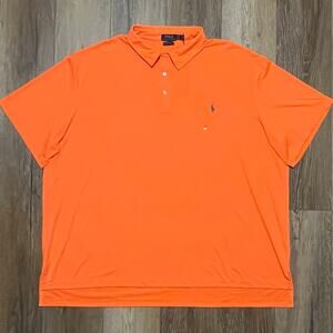 Polo Ralph Lauren Mens Big & Tall Performance  Polo Shirt Size 4XB Orange Golf